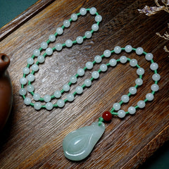 Long Necklace with Natural Stone Trumpet Flower Pendant - Harmony and Spiritual Connection for Men and Women