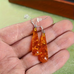 Boho Chic Teardrop Earrings - Golden-Yellow Resin for Festive Elegance & Spiritual Balance