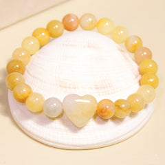 Heart-Shaped Tiger Eye Bracelet - Natural Stone Jewelry for Romantic Occasions & Daily Wear with Energy Healing