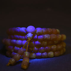 Old Honey Yellow Jade Bead Necklace for Grounding, Prosperity, and Vintage Charm