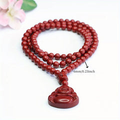 Men's Cinnabar Red Buddha Pendant Necklace - Protective Energy & Grounding for Daily Wear, Parties & Travel
