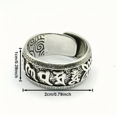 Ancient Sanskrit Mantra Silver Ring — Wealth Attraction, Spiritual Protection & Good Luck Amulet