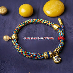 Tibetan Buddhist Wealth God Amulet Bracelet — Spiritual Protection & Prosperity Energy Woven Charm