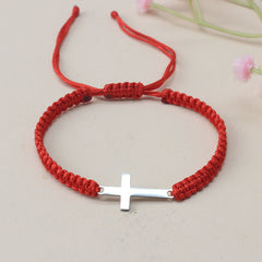 Steel Cross Bracelet - Adjustable Hand Woven Cross for Spiritual Protection & Daily Wear