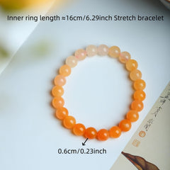 Natural Peach Blossom Jade Beaded Bracelet for Love, Youthful Energy, and Emotional Healing
