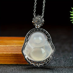 Men's Elegant Artificial Maitreya Buddha Pendant Necklace Spiritual Charm No Plating Durable Design