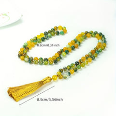 Agate Prayer Beads Necklace - 108 Beads for Spiritual Healing & Daily Wear