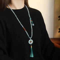 Bohemian Jade Peace Buckle Pendant for Safe Journeys, Spiritual Protection, and Elegant Style