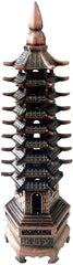 10" Antique Bronze Wenchang Pagoda Scholar’s Blessing for Career & Wisdom Enhance Education, Business Success & Office Feng Shui