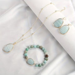 4pcs Golden Chain Natural Stone Jewelry Set - Harmony & Balance for All-Season Wear