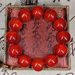 1pc Large 20mm Red Carnelian Beads Elastic Bracelet - Vintage Bohemian Style for Energy & Protection