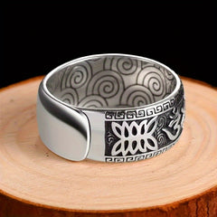 Sanskrit Mantra Silver Ring — Spiritual Wealth Attraction & Protection Amulet