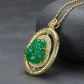 Rotatable Agate Inlay Pendant Necklace for Love, Harmony, and Positive Energy