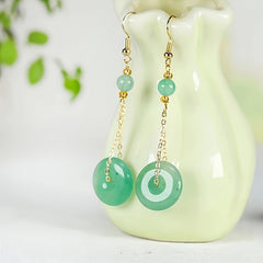 Chinese Style Butterfly Tassel Earrings - Vintage Bohemian Jade Drop Earrings for Daily Wear & Parties