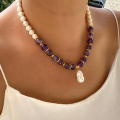 Amethyst Baroque Pendant Necklace Purple Energy Calm Gift