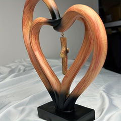 Entwined Hearts Cross Sculpture - Love and Faith Energy with Modern Minimalist Religious Decor