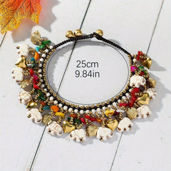 Bohemian Elephant Charm Anklet — Luck, Grounding & Summer Vibes Energy Bracelet