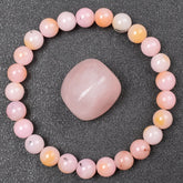 Pink Opal Beaded Stretch Bracelet - Natural Stone Energy for Casual & Holiday Gifting