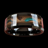 Modern Black & Blue Gradient Sand Ring - Stainless Steel Wedding Band for Energy & Style