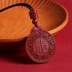 Red Cinnabar Dragon Pendant Necklace Auspicious Power Good Fortune Amulet Daily Protection Bohemian Necklace