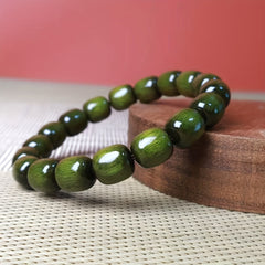 Green Sandalwood Bracelet for Energy Balance & Mind-Body-Spirit Harmony - Natural Unisex Beaded Strand