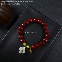 Exquisite Cinnabar Four-Leaf Flower Bracelet — Vitality, Harmony & Good Fortune Energy Jewelry