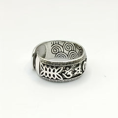 Ancient Sanskrit Mantra Silver Ring — Wealth Attraction, Spiritual Protection & Good Luck Amulet