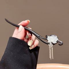 Vintage Lotus Hairpin with Tassel - Elegant Wooden Hair Accessory for Daily Elegance & Spiritual Harmony