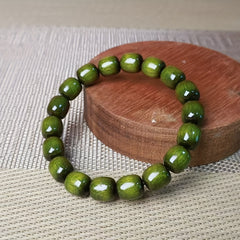Green Sandalwood Bracelet for Energy Balance & Mind-Body-Spirit Harmony - Natural Unisex Beaded Strand