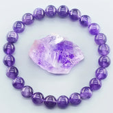 Elegant Purple Amethyst Beaded Bracelet - Natural Stone for Spiritual Balance and Daily Wear