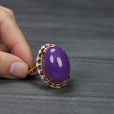 Emperor Purple Agate Adjustable Ring | Vintage Style Statement Ring for Intuition, Royal Energy, and Spiritual Protection