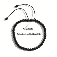 Adjustable Bohemian Black Stone Anklet - Handmade Unisex Energy Jewelry