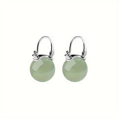 Hypoallergenic Imitation Jade Hoop Earrings - Bohemian Style for Natural Energy & Everyday Wear