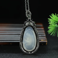 White Ruyi Pendant Necklace for Good Fortune and Spiritual Harmony