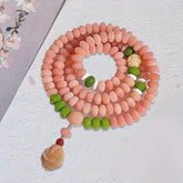 Pink Bodhi Bead 108-Beading Buddha Mala Necklace - Spiritual Energy for Inner Peace & Mindfulness - Natural Stone Healing Jewelry
