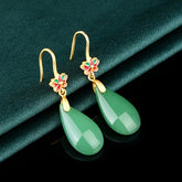 Green Long Hook Earrings - Harmonious Energy for Daily & Vacation Wear