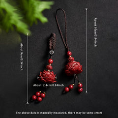 Red Lotus Cinnabar Pendant - Chinese Style Car Key & Phone Accessory for Harmony & Protection