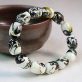 Bohemian Black & White Marbled Beaded Bracelet for Balance, Calm, and Creative Energy