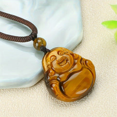 Natural Stone Pendant Necklace - Vibrant Orange & Black Energy