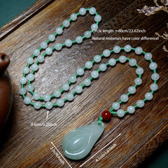 Long Necklace with Natural Stone Trumpet Flower Pendant - Harmony and Spiritual Connection for Men and Women