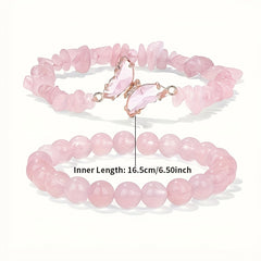 Sweet Rose Quartz Butterfly Bracelets - Love Symbol Luxury Hand String for Women
