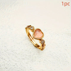 Pink Heart Ring with Moonstone Accent – Romantic Energy for Daily Wear