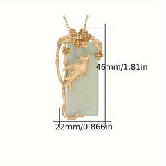 Chinese Style Palace Copper Gold Plated Flower & Bird Pendant - Spiritual Harmony & Prosperity Amulet