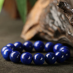 12mm/14mm Lapis Lazuli Bracelet Ethnic Style Glossy Blue Spherical Charms Daily Wear Gifts