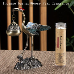 Bronze Crane Incense Burner | Longevity & Prosperity Enhancer with Swirling Smoke Design