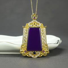 Chinese Style Peaceful No Trouble Pendant Natural Stone Vintage Talisman for Harmony and Protection