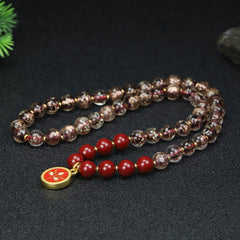 Men's Cinnabar Stone Beaded Necklace for Grounding, Vitality & Spiritual Protection
