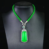Imperial Green Pendant Necklace Natural Stone Harmony Energy Balance