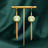 Elegant Gourd Tassel Earrings with Imitation Jade - Harmonious Energy for Daily Wear