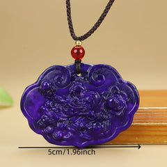 Vintage Violet Jade Dragon Pendant for Prosperity, Protection, and Spiritual Wisdom